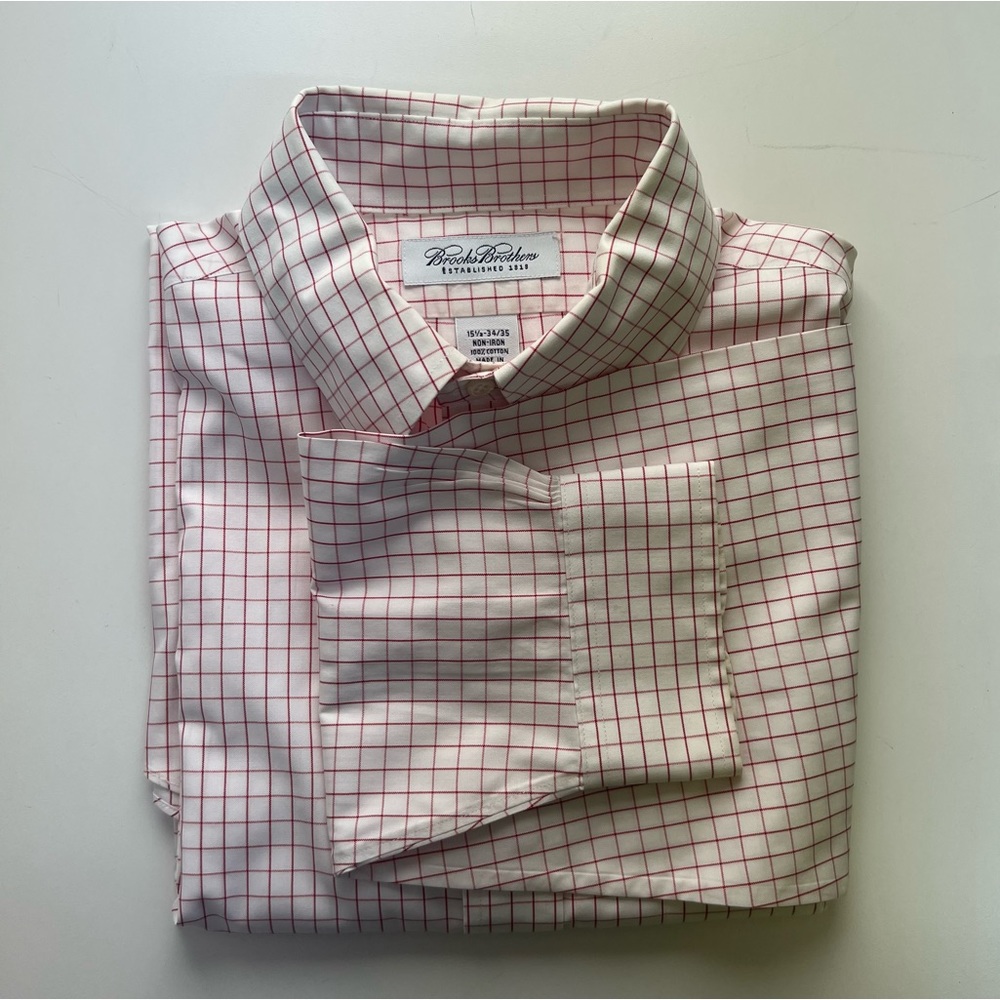 Brooks Brothers Red Check 100% Cotton Dress Shirt
